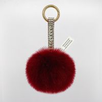 Diamond-studded Leather Plush Ball Keychain sku image 2
