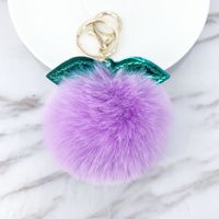 New Shiny Pu Leaves Imitation Rex Rabbit Fur Ball Keychain sku image 3