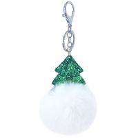New Glitter Sequin Christmas Tree Furry Ball Keychain sku image 2