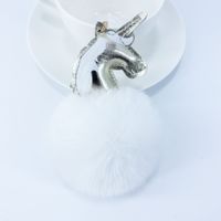 8cm Rex Rabbit Fur Ball Pu Unicorn Keychain sku image 3
