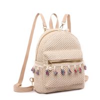 Fringed Straw Woven Backpack main image 3