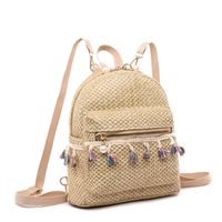 Fringed Straw Woven Backpack main image 5