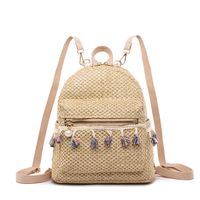 Fringed Straw Woven Backpack main image 6