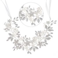Korean Pearl Headdress Handmade Flower Wedding Headband Bride Hairband main image 5