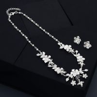 Bridal Ornament Korean Style Fairy Beautiful Rhinestone Flower Necklace And Earrings Suite Wedding Dress Accessories Dinner Party Jewelry main image 3