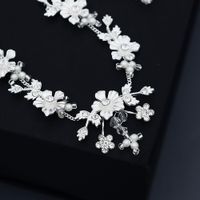 Bridal Ornament Korean Style Fairy Beautiful Rhinestone Flower Necklace And Earrings Suite Wedding Dress Accessories Dinner Party Jewelry main image 4