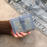 70% Off Short Style Wallet 2020 New Embroidered Student Wallet Short Folding Ladies Multifunctional Card Holder Wholesale sku image 4