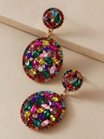 Hot Selling Full Diamond Color Earrings sku image 1
