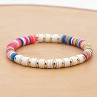 Bohemian Rainbow Color Polymer Clay 6m Bracelet Female Stainless Steel Color Retaining Spacer Ethnic Style Elastic String Bracelet Ornament main image 1