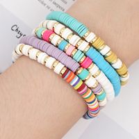Bohemian Rainbow Color Polymer Clay 6m Bracelet Female Stainless Steel Color Retaining Spacer Ethnic Style Elastic String Bracelet Ornament main image 5