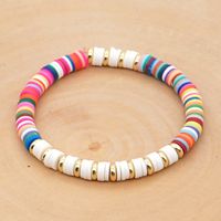 Bohemian Rainbow Color Polymer Clay 6m Bracelet Female Stainless Steel Color Retaining Spacer Ethnic Style Elastic String Bracelet Ornament main image 4