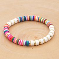 Bohemian Rainbow Color Polymer Clay 6m Bracelet Female Stainless Steel Color Retaining Spacer Ethnic Style Elastic String Bracelet Ornament main image 3