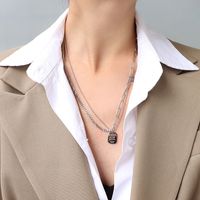 Double-layer English Letter Titanium Steel Necklace main image 5