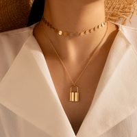 Simple Lock-shaped 2-layer Necklace main image 2