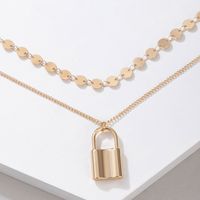 Simple Lock-shaped 2-layer Necklace main image 6