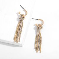 Diamond-studded Knotted Tassel Long Earrings main image 4