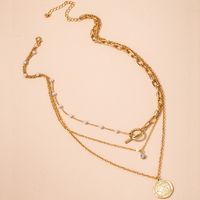 Gold Coin Diamond Pearl Necklace main image 1