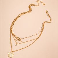 Gold Coin Diamond Pearl Necklace main image 3