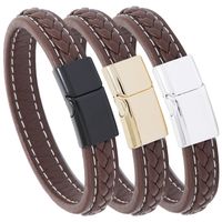 New Brown Casual Simple Braided Leather Bracelet main image 1