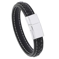 Simple Casual Black Woven Leather Bracelet main image 4