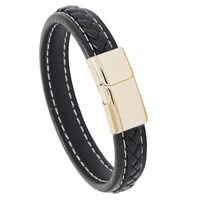 Simple Casual Black Woven Leather Bracelet main image 6