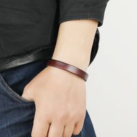 Casual Multicolor Alloy Magnet Buckle Glossy Sen Simple Cowhide Bracelet main image 3