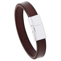 Casual Multicolor Alloy Magnet Buckle Glossy Sen Simple Cowhide Bracelet main image 4