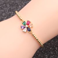 Copper Adjustable Chain Colorful Flower Bracelet main image 3