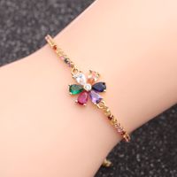Copper Adjustable Chain Colorful Flower Bracelet main image 4