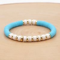 Bohemian Rainbow Color Polymer Clay 6m Bracelet Female Stainless Steel Color Retaining Spacer Ethnic Style Elastic String Bracelet Ornament sku image 3