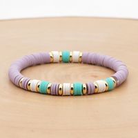 Bohemian Rainbow Color Polymer Clay 6m Bracelet Female Stainless Steel Color Retaining Spacer Ethnic Style Elastic String Bracelet Ornament sku image 4