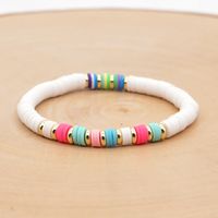 Bohemian Rainbow Color Polymer Clay 6m Bracelet Female Stainless Steel Color Retaining Spacer Ethnic Style Elastic String Bracelet Ornament sku image 5