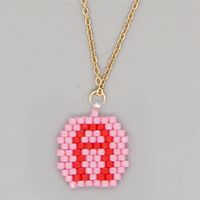 Stainless Steel Beaded 26 Letter Pendant Necklace sku image 1