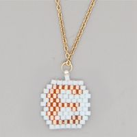 Stainless Steel Beaded 26 Letter Pendant Necklace sku image 3