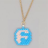 Stainless Steel Beaded 26 Letter Pendant Necklace sku image 4