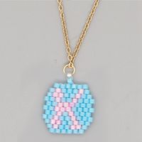 Stainless Steel Beaded 26 Letter Pendant Necklace sku image 7