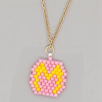 Stainless Steel Beaded 26 Letter Pendant Necklace sku image 8