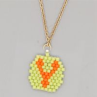Stainless Steel Beaded 26 Letter Pendant Necklace sku image 10