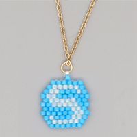 Stainless Steel Beaded 26 Letter Pendant Necklace sku image 12