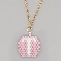Stainless Steel Beaded 26 Letter Pendant Necklace sku image 13