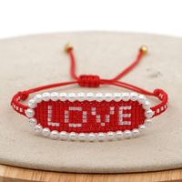 Bohemian Ethnic Style Miyuki Rice Beads Hand-woven Wild Love Letter Beaded Bracelet sku image 1