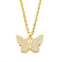 Copper Inlaid Zircon Butterfly Pendant Necklace sku image 1