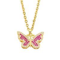 Copper Inlaid Zircon Butterfly Pendant Necklace sku image 2