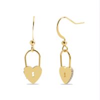 Heart Lock Zircon Earrings sku image 1