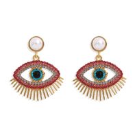 Metal Fashion Pearl Devil Eye Earrings sku image 1