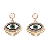 Metal Fashion Pearl Devil Eye Earrings sku image 2