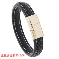 Simple Casual Black Woven Leather Bracelet sku image 2