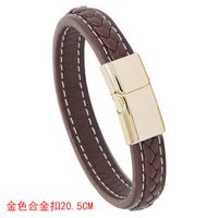 New Brown Casual Simple Braided Leather Bracelet sku image 4