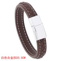 New Brown Casual Simple Braided Leather Bracelet sku image 5