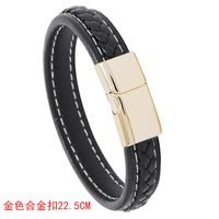 Simple Casual Black Woven Leather Bracelet sku image 5